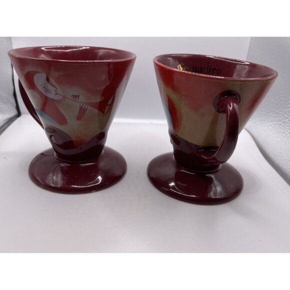 Jazzy Jesters Liqueur Expresso Cup 2 Burgandy Joker Mugs Linda Frichtel 1999 3" - Picture 4 of 8